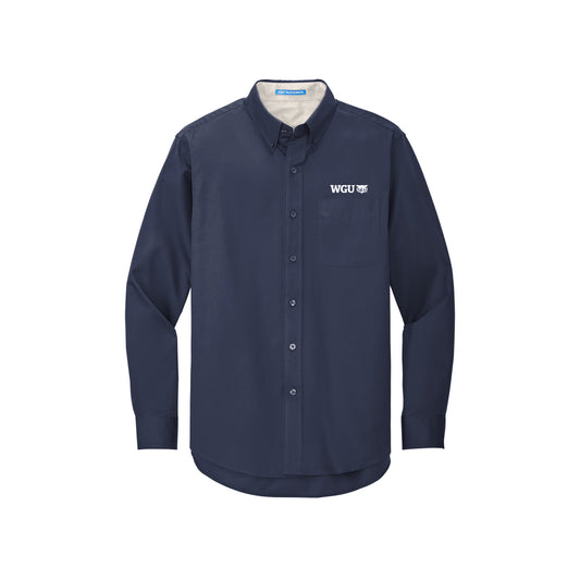 Mens Embroidered WGU Long Sleeve Easy Care Button Up
