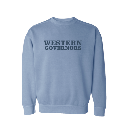 Unisex Western Governors Embroidered Garment Dyed Crewneck Sweatshirt