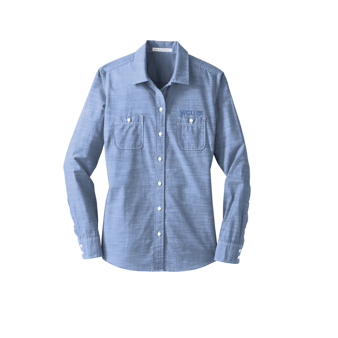 Women's Embroidered WGU Slub Chambray shirt