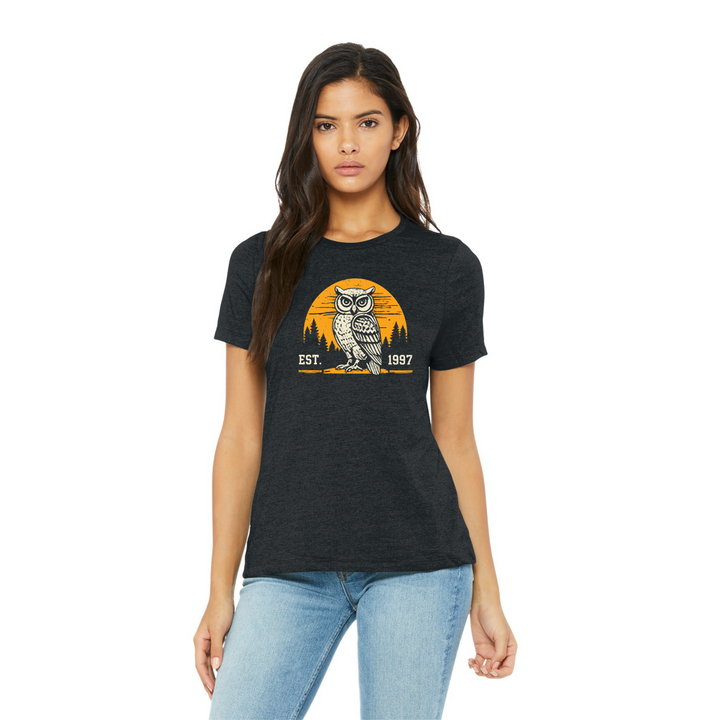 WGU Women's Vintage Owl Sunset Graphic Tee